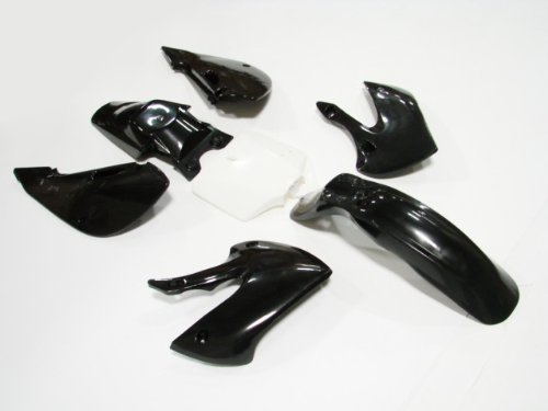 TMS $PSKWSK-KLX110-K7WHT Black Plastic Fairing (7 pcs for Kawasaki Klx Klx110 Suzuki Drz Kx 65 110 Fender)