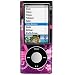 Crystal Hard Pink Faceplate Cover Case with Flowers and Heart Design for iPod Nano 5 5th Generation [WCP456]