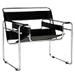 Baxton Studio Modern Leather Accent Chair, Black and Chrome