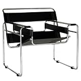 Baxton Studio Modern Leather Accent Chair, Black and Chrome