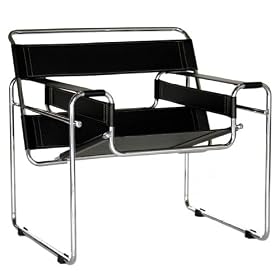 Black and Chrome Modern Leather Accent Chair