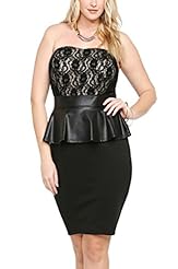 Bandeau Neck Cocktail  Faux-Leather/Nylon/Polyester/Spandex Club Dress/Evening Dress/Wedding Dress/Midi Dress  With Ruffles