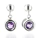 Jewelry : Sterling Silver Round Amethyst Drop Earrings - 6mm