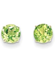 MadiK® 14k Polished Prong Set 6mm Round Peridot Post Stud Earrings