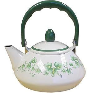 Callaway Green & White1-1/5-Quart Personal Teakettle with Green Ivy Motiff