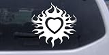 White 3in X 3in -- Tribal Flaming Heart Tribal Car Window Wall Laptop Decal Sticker