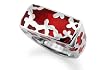 Rectangular Stainless Steel Women's Ring with red resin inlay