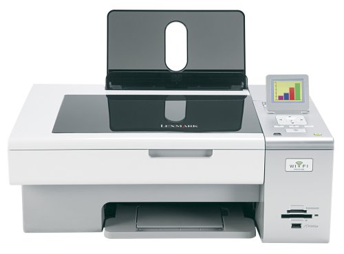 Lexmark X4875 Tintenstrahl Multifunktionsgerät mit Wlan und Multi-Kartenleser (Drucker, Scanner, Kopierer) weiß / silber