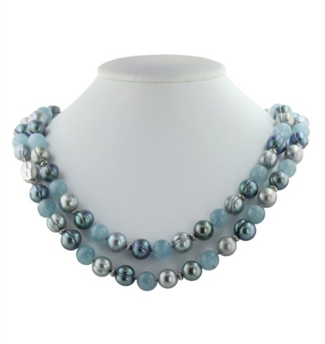 Honora Aqua and Pearl Necklace