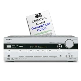 Onkyo TX-SR506 Receiver (Silver) - 7 x 130 watts, Audyssey room calibration and HDMI switching with Three HDMI inputs! + 9 Page Creative Audio Quickstart Guide + 2 Year Guarantee
