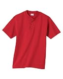 Anvil Mens Short Sleeve Button Down Henley T-Shirt. 1202