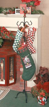 Stocking Holders Black Wrought Iron, Christmas Stocking Hanger 60 in. H Wrought Iron