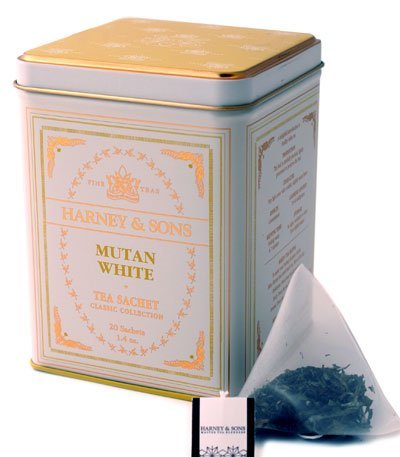 Chinese Mutan White, 20 Sachets in tin by Harney & Sons by Decaf Teas