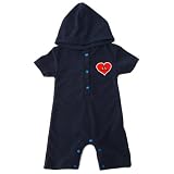 Anak Jujur パイル 半袖つなぎフード付きカバーオール 【ネイビー:size:80】