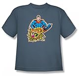 IMAGE OF Superman - Doomed Planet Youth T-Shirt In Slate, Size: Small, Color: Slate