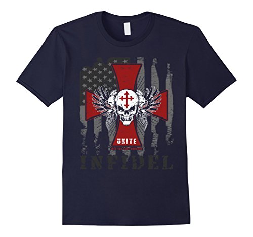 Men's Crusader Knights Templar - American Infidel T-Shirt 2XL Navy