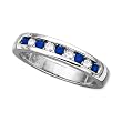 Sterling Silver 0.14 ct. Diamond with Alternating 1/4 ct. Sapphire Wedding Band