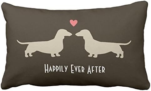 Cool Boys Dachshund Silhouettes With Heart And Text Throw Pillows 20In * 30In 2 Sides Bedding Sofa Cushion Cover Pillow Case Pillowcase