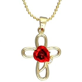 Gold Cross Stud Rose Easter Day Holiday Pendant Gift