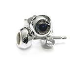 Round Sapphire 3.5m Stud set in 14k White Gold Bezel Earring (T.w 0.40)