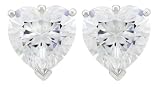 Platinum Plated Sterling Silver 9.5x9.5mm Cubic Zirconia Heart-Shaped Stud Earrings