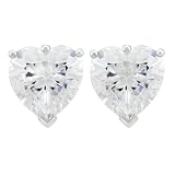 Platinum Plated Sterling Silver 9.5x9.5mm Cubic Zirconia Heart-Shaped Stud Earrings