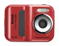 Kodak C135 EasyShare Sport Digitalkamera (14 Megapixel, 5-fach Digitalzoom, 6,1 cm (2,4 Zoll) Display, 5m wasserdicht, bildstabilisiert) rot