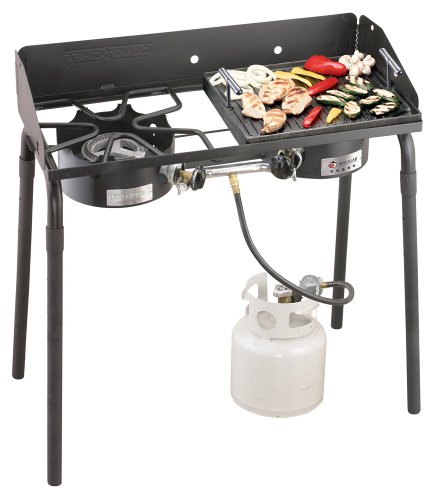 Camp Chef Explorer Series EX-60LWC Deluxe 2 Burner Modular Cooking System ,Includes CGG-16 (Cast Iron Grill/Griddle), Black