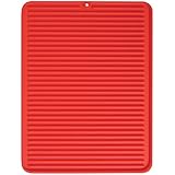 InterDesign Lineo Kitchen Countertop Silicone Sink Drying Mat - Large, Red