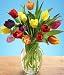 Flowers - Assorted Tulips with Vase Flowers - Assorted Tulips with Vase