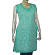 Womens Cotton Short Sleeveless Top Shirt Blouse Chikan Embroidery Size M