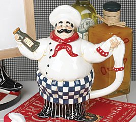 Buy Fat French Chef Leeabaldi Teapot For Bistro Kitchen Decor