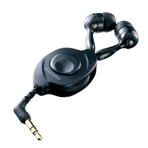 SANWA SUPPLY ステレオイヤホン(巻き取り式) MM-HP106BK