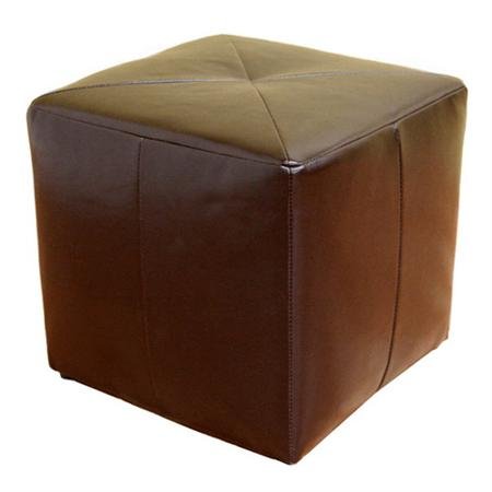 Pebbles Cube Leather Ottoman in Brown