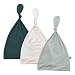 KYTE BABY Organic Bamboo Rayon Baby Beanie Soft Knotted Caps, 0-3 Months, Emerald/Cloud/Sage, 3 Pack