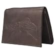 Boston Traveler Mens Genuine Leather Trout Embossed Trifold Wallet
