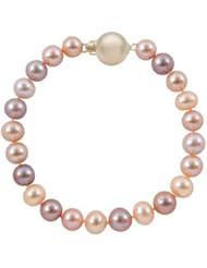 10-11mm 7" Pastel Multicolor Freshwater Pearl Bracelet "A" with 14K Yellow Gold Ball Clasp in Gift Box