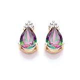 9ct Mystic Topaz And Diamond Earrings