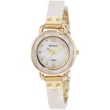 Armitron Women's 75/4033MPGP Gold-Tone and White Resin Bangle Bracelet Watch