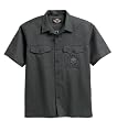 Harley-Davidson&reg; Men's Short Sleeve Skull Garage Shirt. Embroidery. Smoke Gray. 99031-08VM