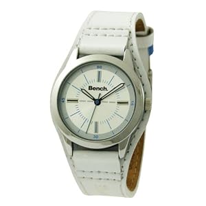 Bench Ladies Three Hand Quartz Analogue & Silver Dial White Strap Watch