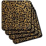 Lee Hiller Designs RAB Rockabilly - RAB Rockabilly Metallic Gold and Black Leopard Print - Coasters