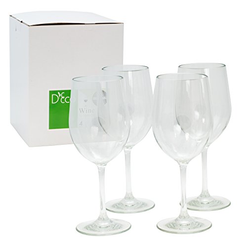 Unbreakable Wine Glasses 100 Tritan Shatterproof, Reusable, Dishwasher Safe (Set of 4) by D'Eco