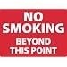 NMC M721PB No Smoking Sign, Legend "NO SMOKING BEYOND THIS POINT", 14" Length x 10" Height, Pressure Sensitive Vinyl, White on Red