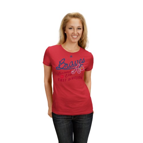MLB Atlanta Braves Women's Short Sleeve Crew Neck Tee (Athletic Red, Large)