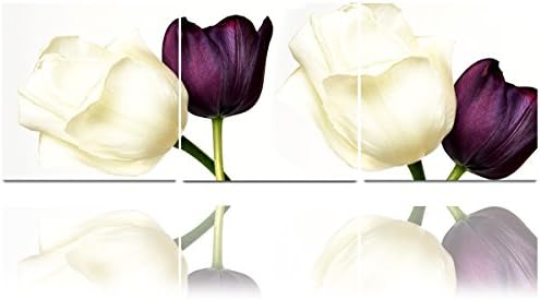 IN SUNSHINE A The purple and white tulip framed painting canvas modern art of three pieces with Frame