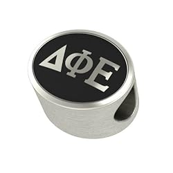 Delta Phi Epsilon Black Antique Oval Sorority Bead Charm Fits Most Pandora Style Bracelets. High Quality Bead in Stock for Fast Shipping