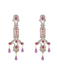 14kt Gold Diamond Pave Dangle Earrings Silver Victorian Style Christmas Jewelry