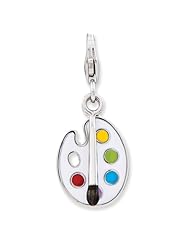 Sterling Silver Enameled 3-D Palette and Brush w/Lobster Clasp Charm
