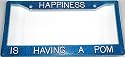 Blue Glitter Happiness is Having a Pom License Plate Frame